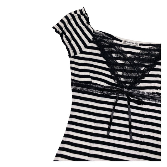 Healthy Karen Striped Lace Milkmaid Top