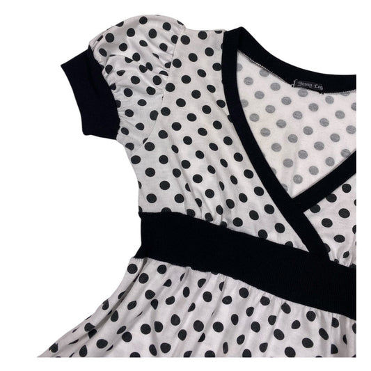 Jessy Logan Polka Dot Puff Sleeve Babydoll Top