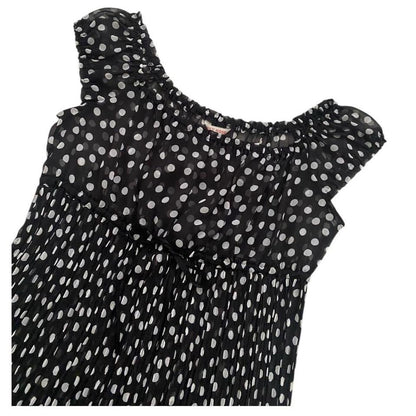 Lest Rose Sheer Polka Dot Pleated Milkmaid Top