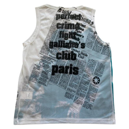 John Galliano Sporty Mesh Gazette Newspaper Top