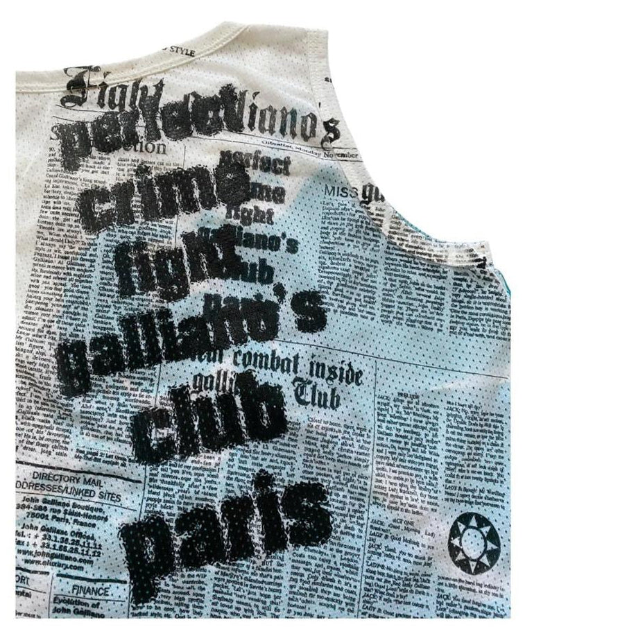 John Galliano Sporty Mesh Gazette Newspaper Top