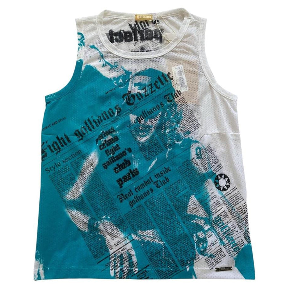 John Galliano Sporty Mesh Gazette Newspaper Top