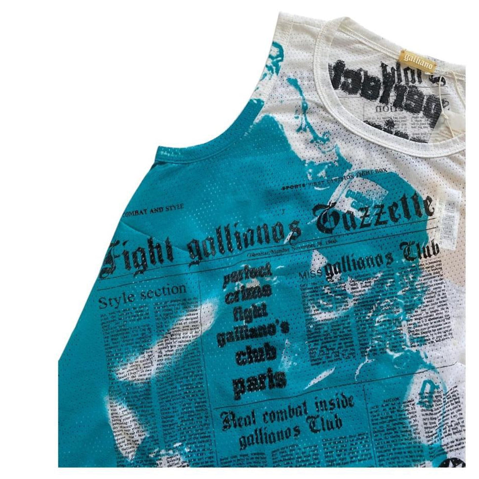 John Galliano Sporty Mesh Gazette Newspaper Top