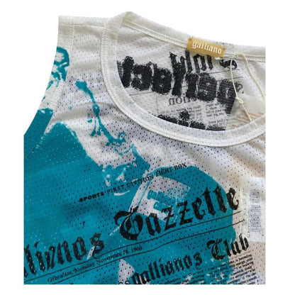 John Galliano Sporty Mesh Gazette Newspaper Top