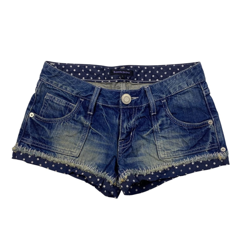 South Drive Polka Dot Trim Low Rise Denim Shorts