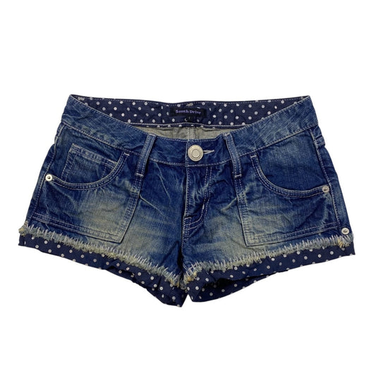 South Drive Polka Dot Trim Low Rise Denim Shorts