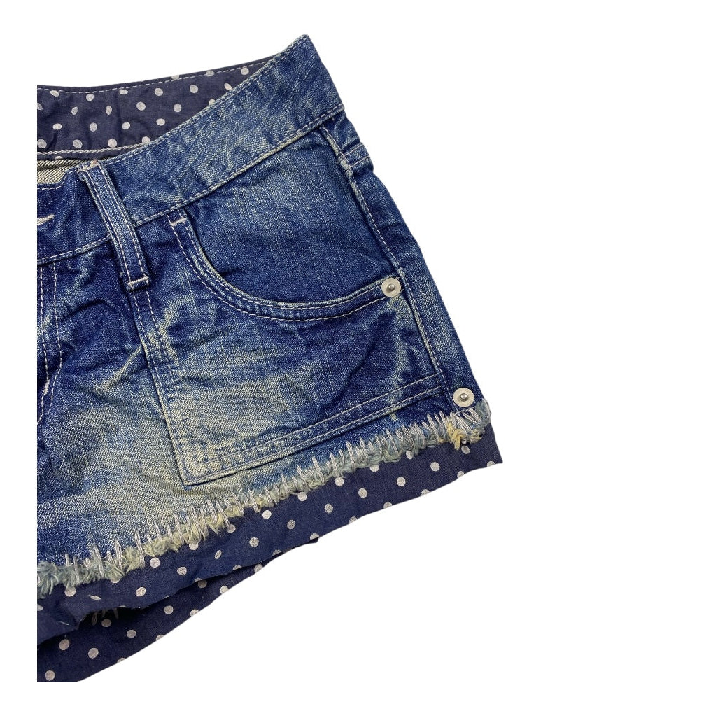 South Drive Polka Dot Trim Low Rise Denim Shorts