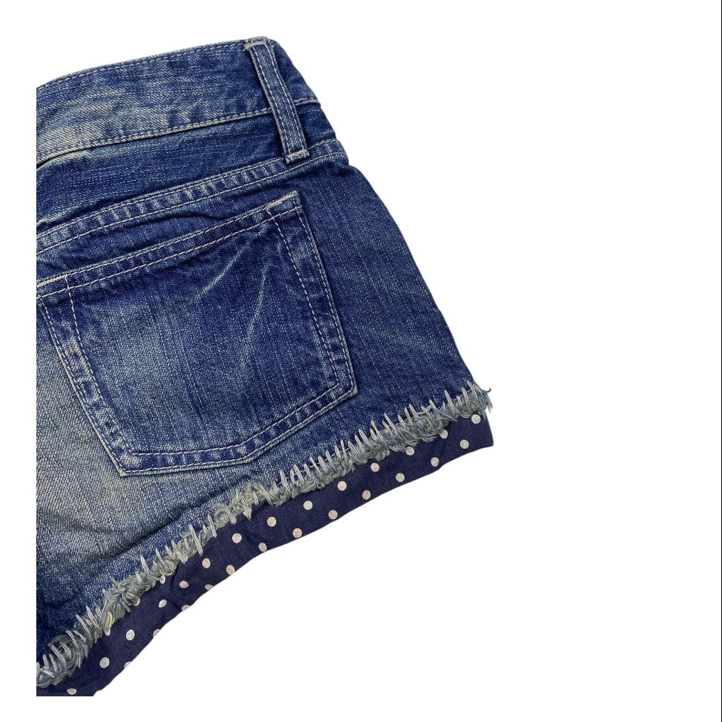 South Drive Polka Dot Trim Low Rise Denim Shorts