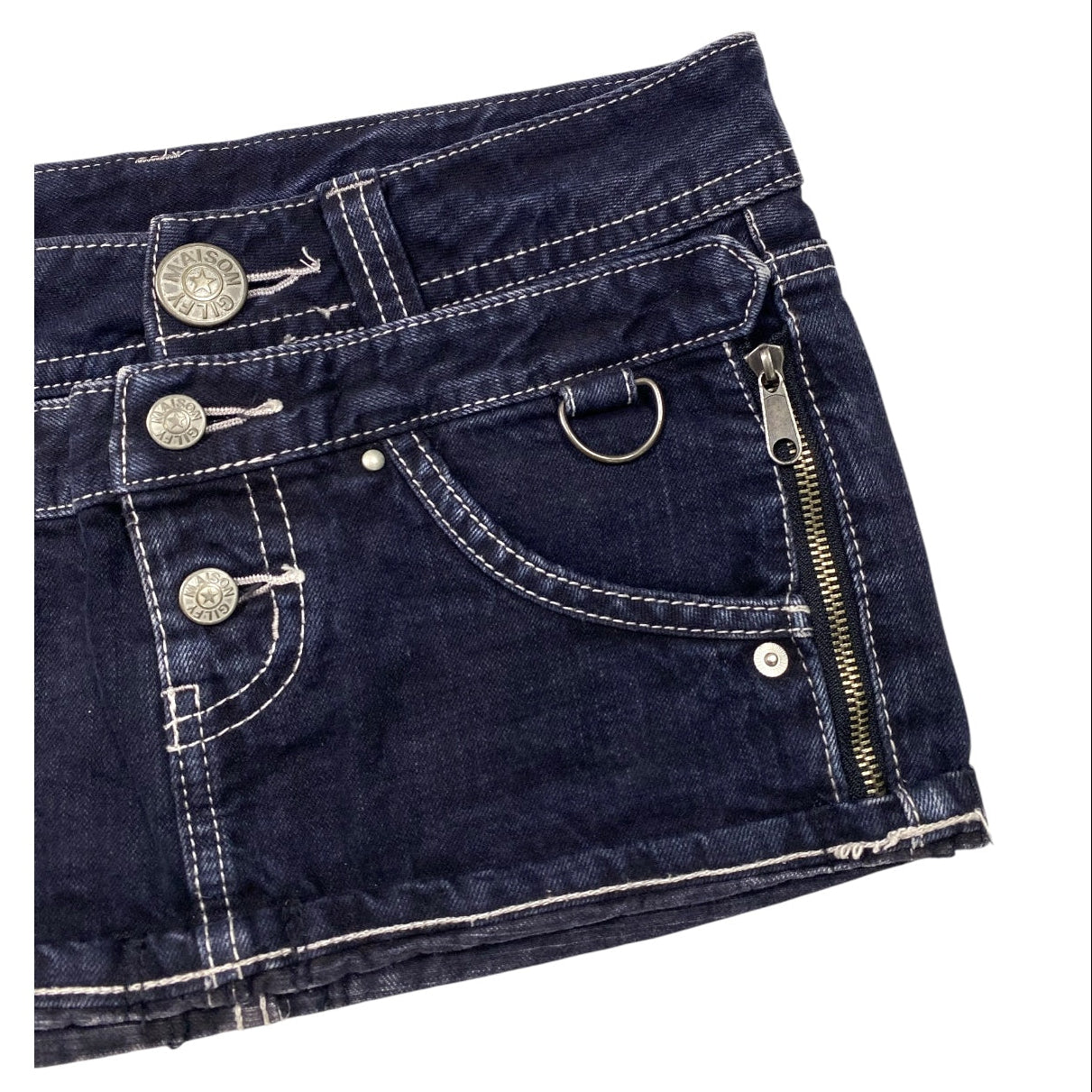 Maison Gilfy Double Waistband Low Rise Miniskirt