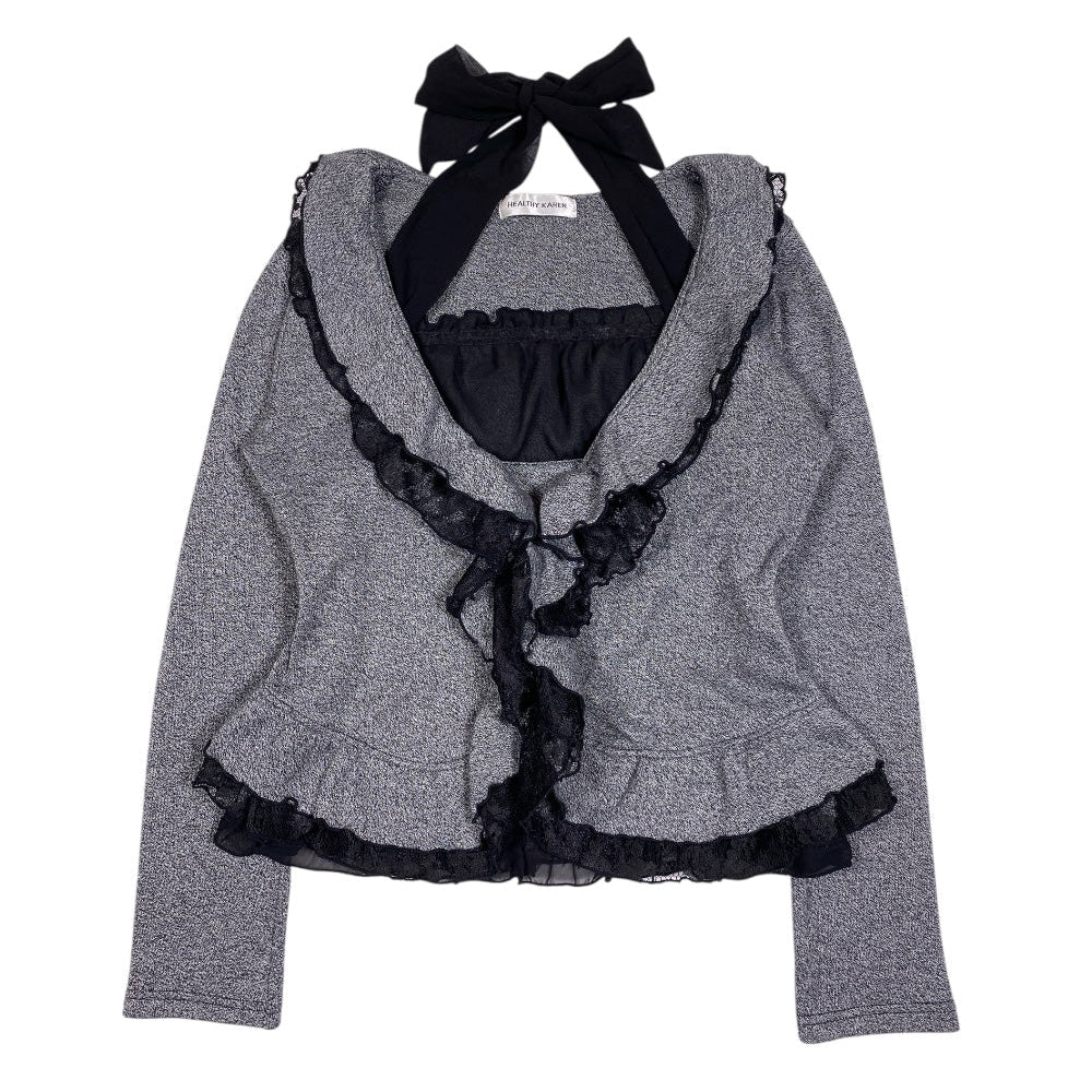 Healthy Karen Milkmaid Top & Ruffle Cardigan Set