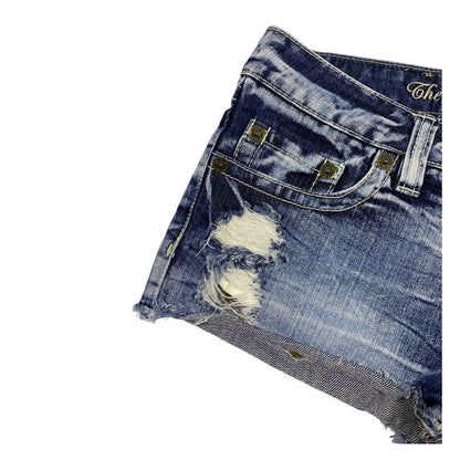 Original Jeans Leopard Fur Pocket Low Rise Denim Shorts