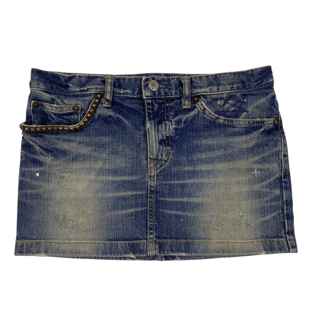 Hysteric Glamour Studded Low Rise Denim Micro Miniskirt