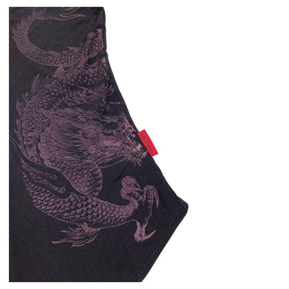 Ozz Croce Dragon Graphic Collared Short Sleeve Top