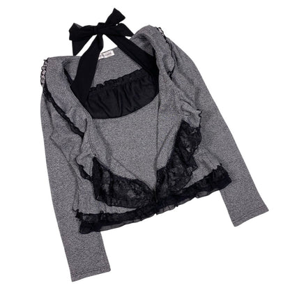 Healthy Karen Milkmaid Top & Ruffle Cardigan Set