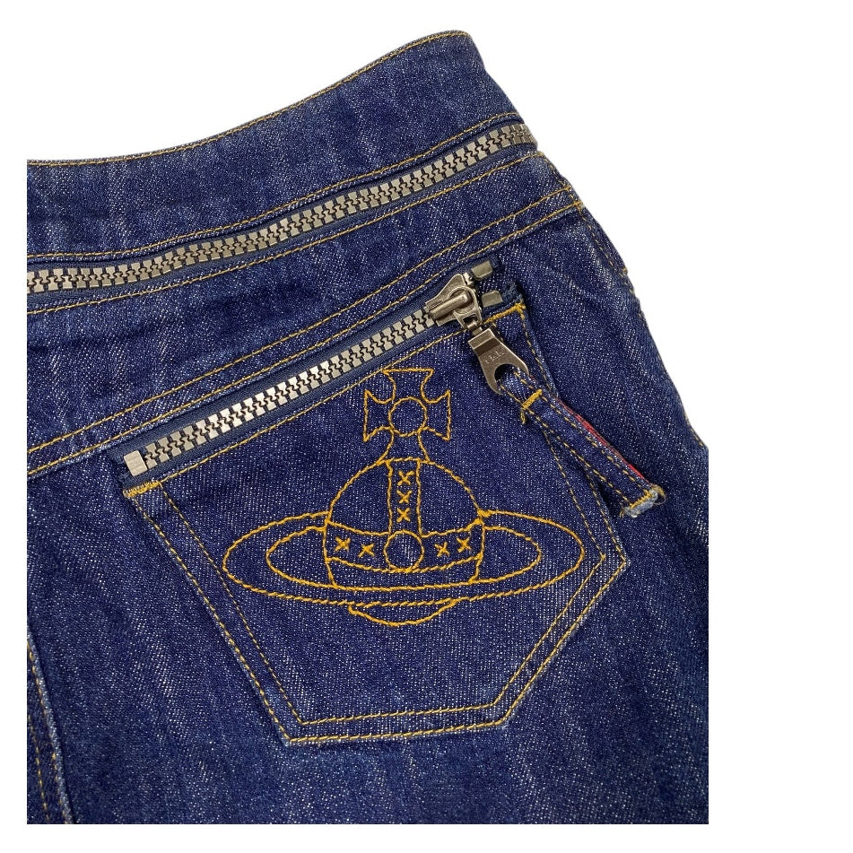 Vivienne Westwood Red Label Zipper Detail Mid Rise Denim Miniskirt