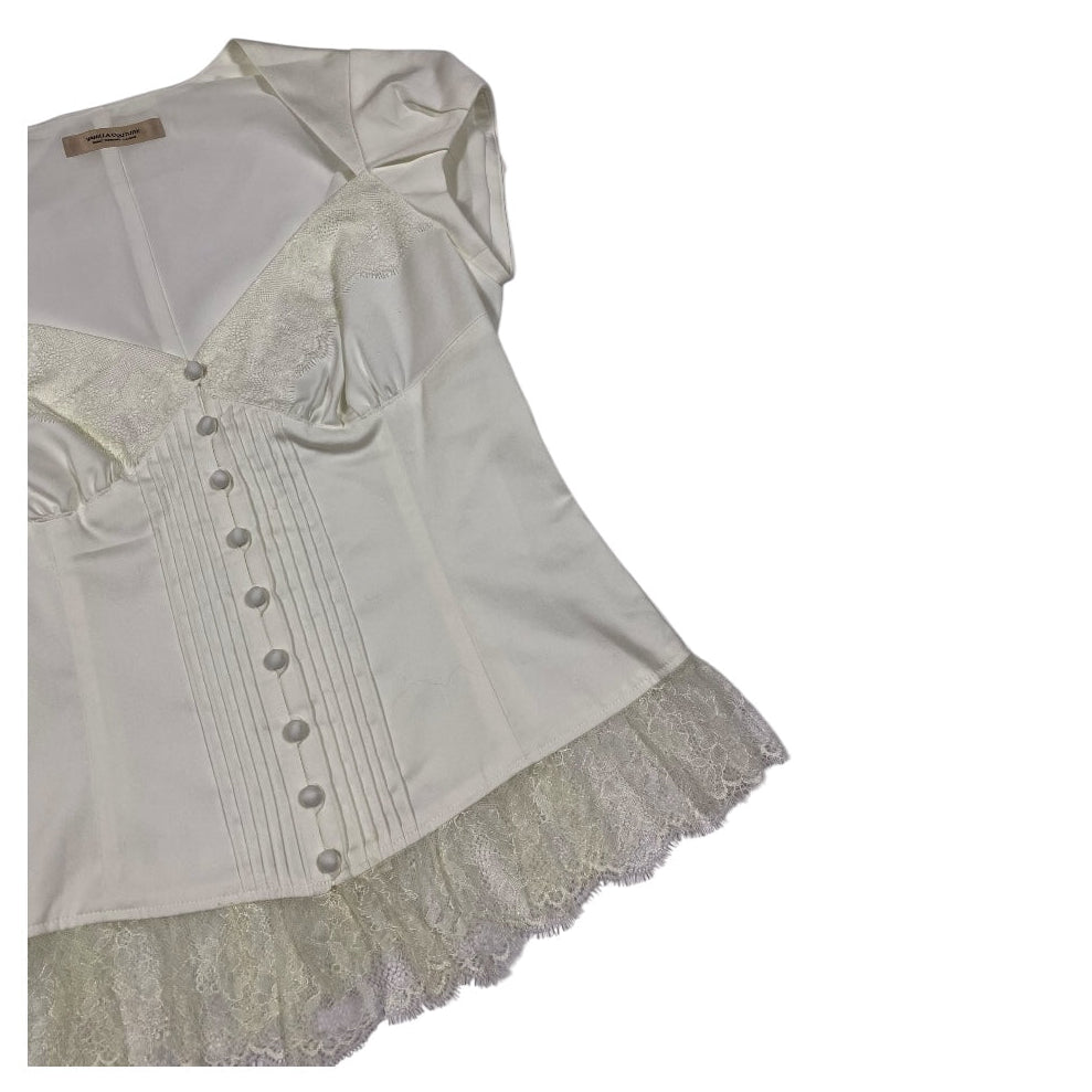 Double Standard Lace Bustier Milkmaid Top