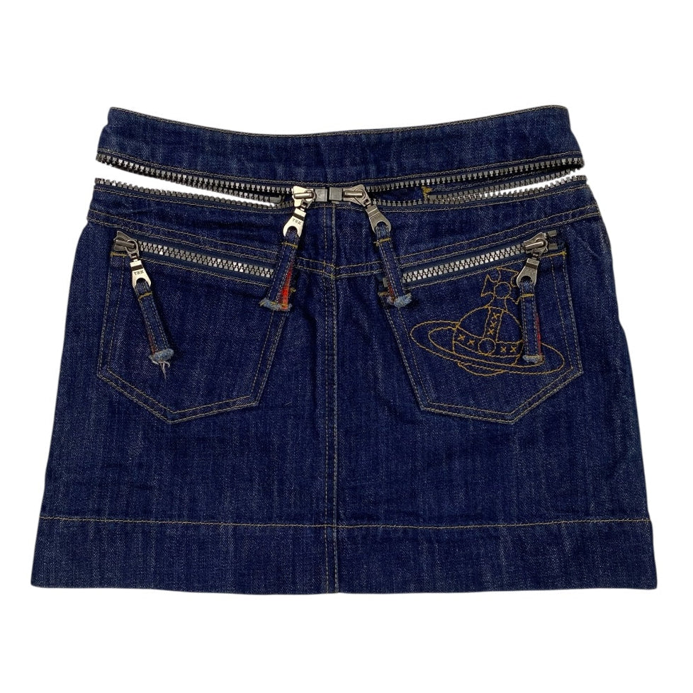Vivienne Westwood Red Label Zipper Detail Mid Rise Denim Miniskirt