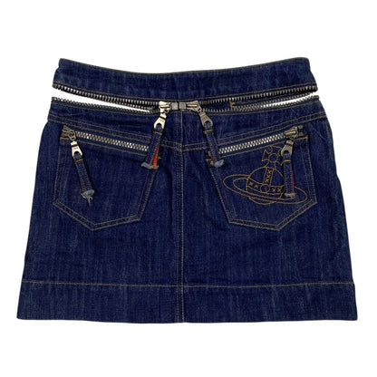 Vivienne Westwood Red Label Zipper Detail Mid Rise Denim Miniskirt