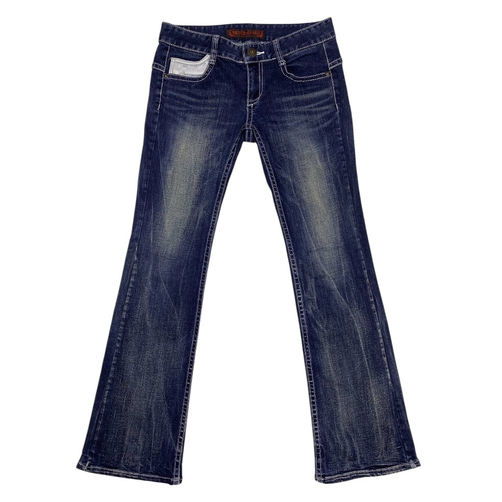 Red Pepper Angel Wing Embroidered Low Rise Flared Jeans – BY2K