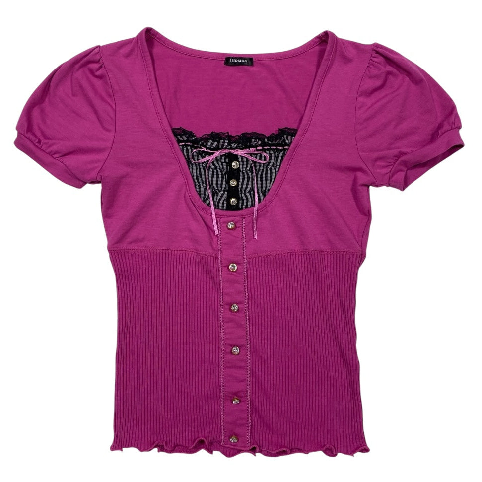 Luccica Puff Sleeve Layered Milkmaid Top