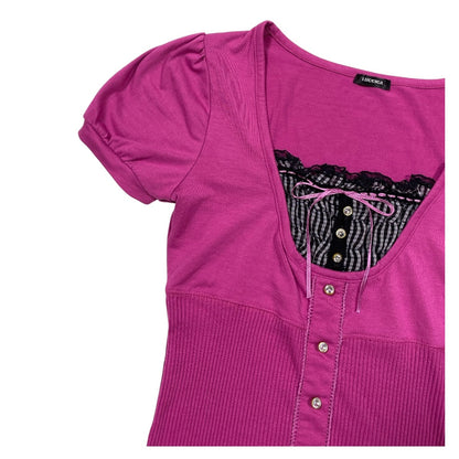 Luccica Puff Sleeve Layered Milkmaid Top