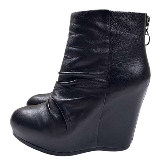 ASH Ruched Leather Short Wedge Booties