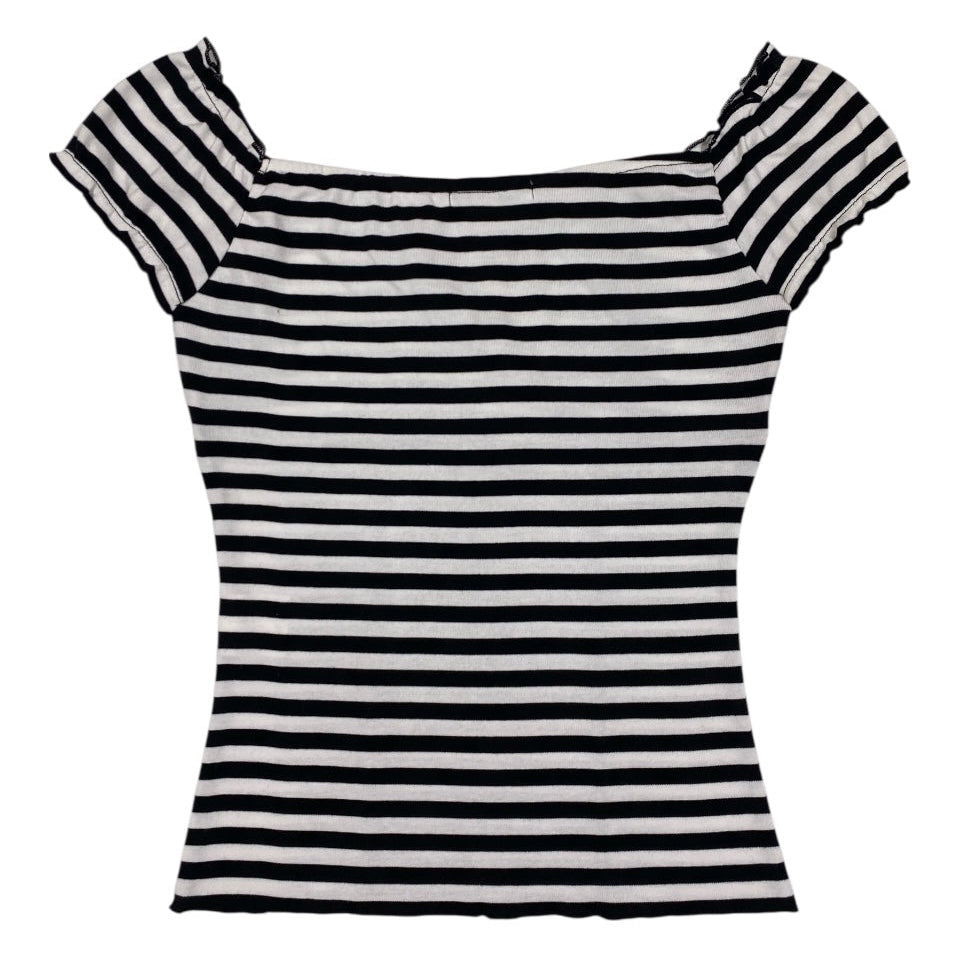 Healthy Karen Striped Lace Milkmaid Top