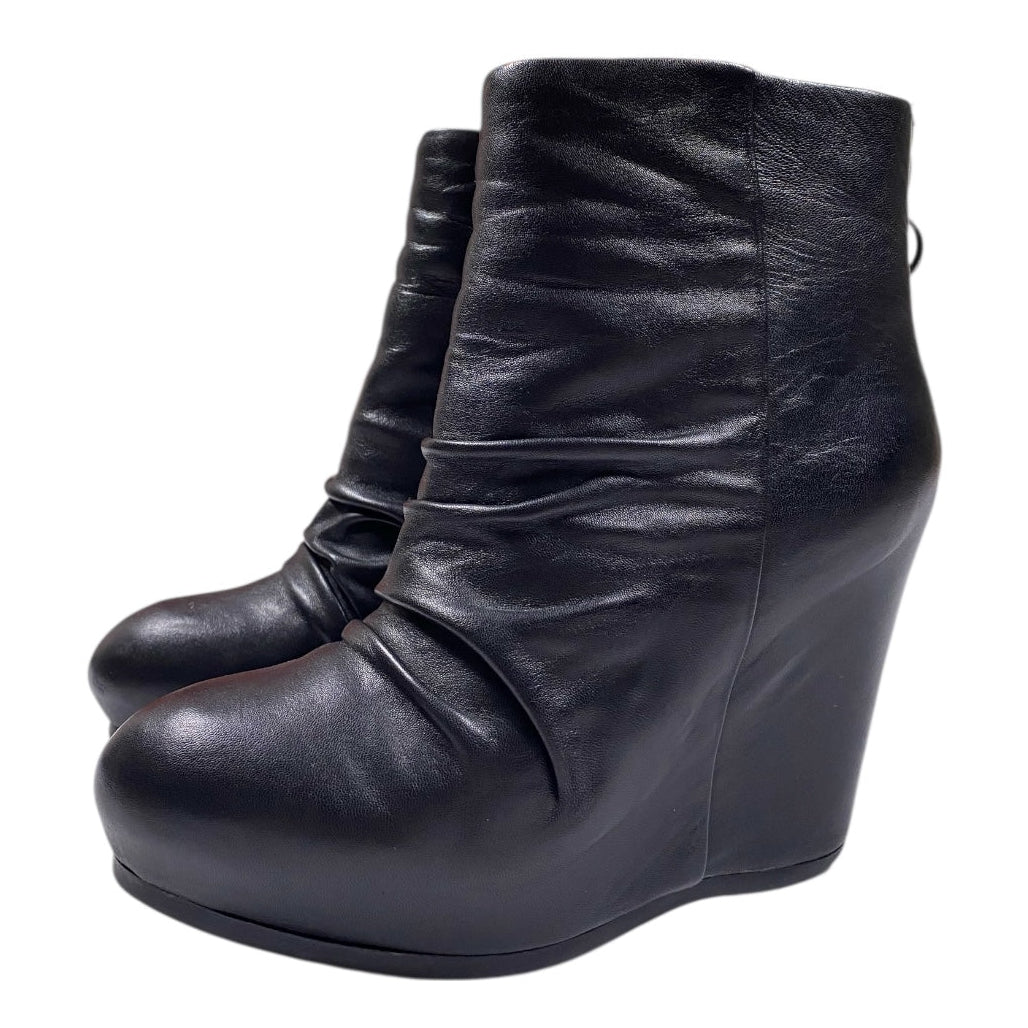 ASH Ruched Leather Short Wedge Booties