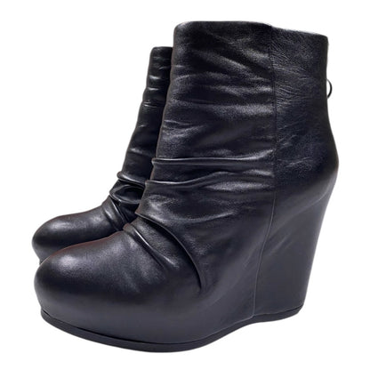 ASH Ruched Leather Short Wedge Booties