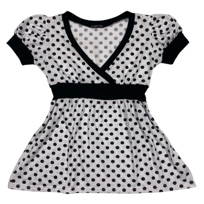 Jessy Logan Polka Dot Puff Sleeve Babydoll Top