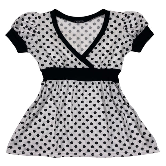 Jessy Logan Polka Dot Puff Sleeve Babydoll Top