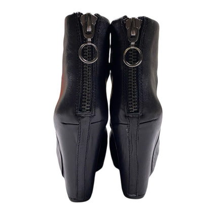 ASH Ruched Leather Short Wedge Booties