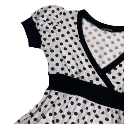 Jessy Logan Polka Dot Puff Sleeve Babydoll Top