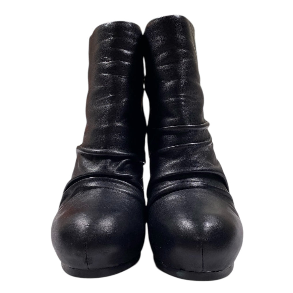 ASH Ruched Leather Short Wedge Booties