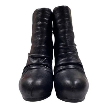 ASH Ruched Leather Short Wedge Booties