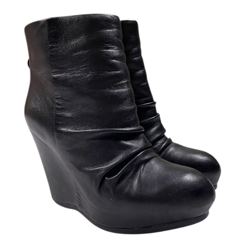 ASH Ruched Leather Short Wedge Booties