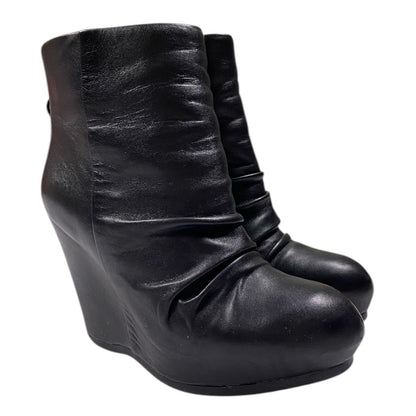 ASH Ruched Leather Short Wedge Booties